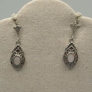 925 Silver and Mother of Pearl Pierced Ear Dangle Earrings